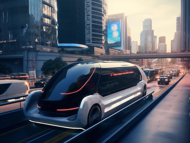 Autonome Fahrzeuge in intelligenten Städten, die von KI generiert werden