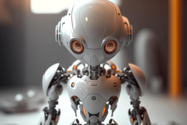 Autônomo minúsculo robô humanóide andróide com inteligência artificial Generative AI