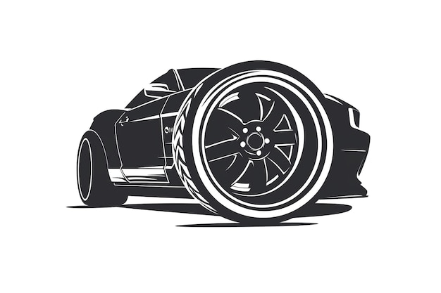 Autoreparatur-Illustration Rad und Werkzeuge Zeichentrickfilm mit Schraubenschlüsseln