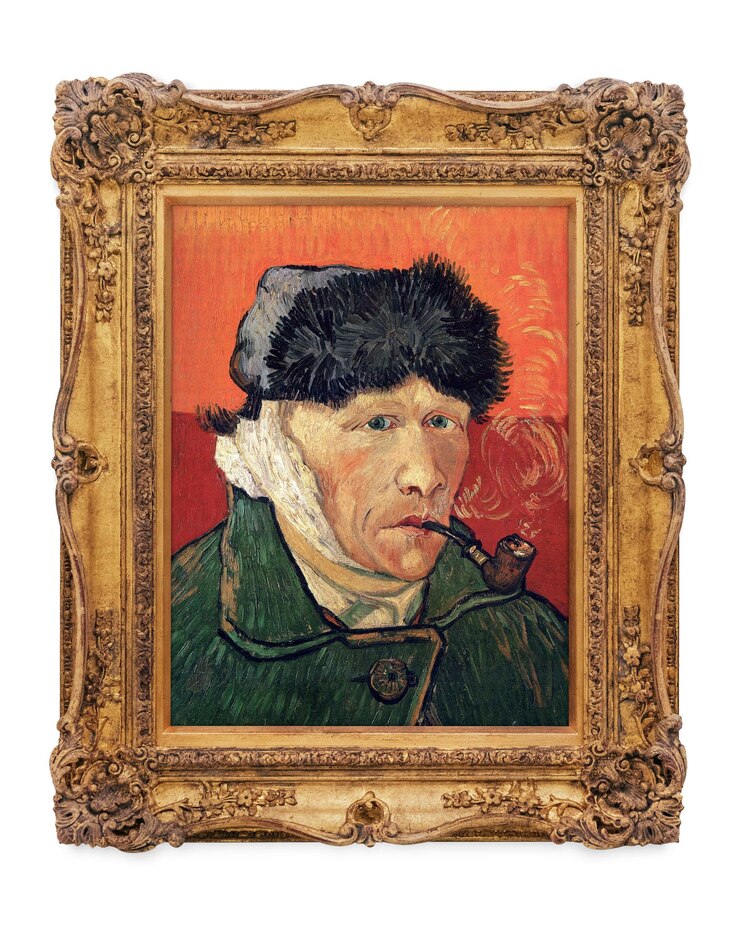 Autorretrato enmarcado de Van Gogh con fondo transparente remezclado por rawpixel