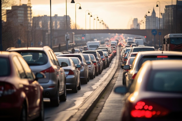 Autos stehen Schlange im dichten Stadtverkehr in Hamburg