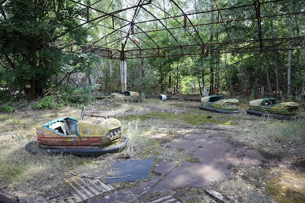 Autoscooter Stadt Pripjat in der Sperrzone von Tschernobyl, Ukraine