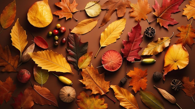 Autumn Leaves Wallpaper mit orangen und braunen Farben Generative AI