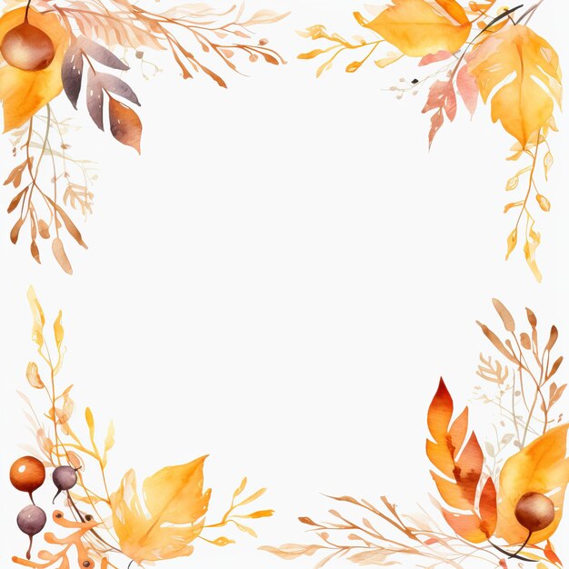 Foto autumn paper template watercolour clipart frame high quality ai generated image