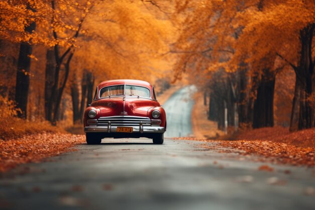 Autumn Park conduz um carro graciosamente descendo uma estrada de asfalto