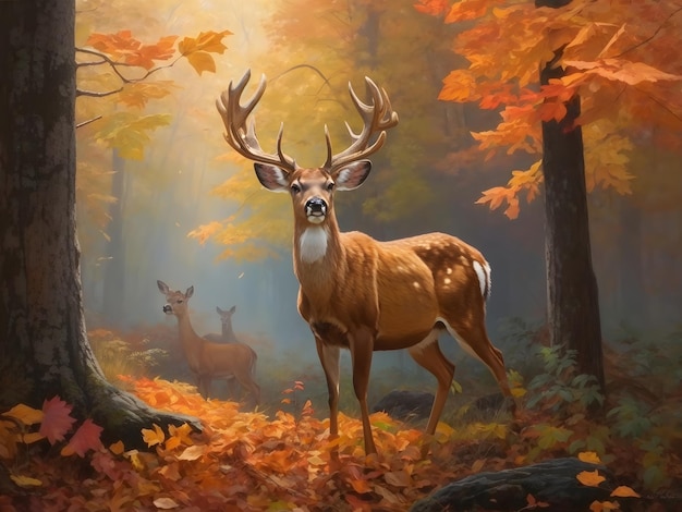 Autumn's Grace Deer inmitten des Waldes