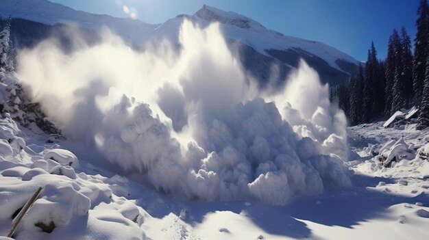 Foto avalanche de neve de montanha