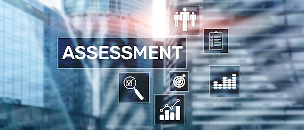 Avaliação avaliação medida análise análise conceito de negócios e tecnologia em fundo desfocado