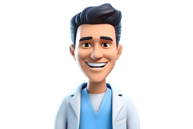 Avatar 3D de um médico dentista e equipe médica