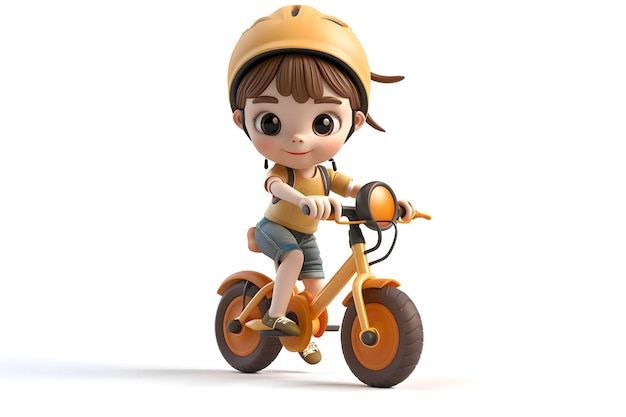 Foto avatar en 3d de una niña en una bicicleta