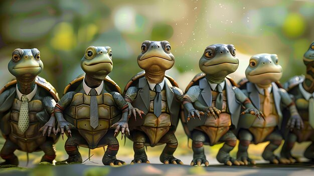 Foto avatar del ceo de turtle ultra realista en una escena isométrica paciencia y pensamiento estratégico para el líder