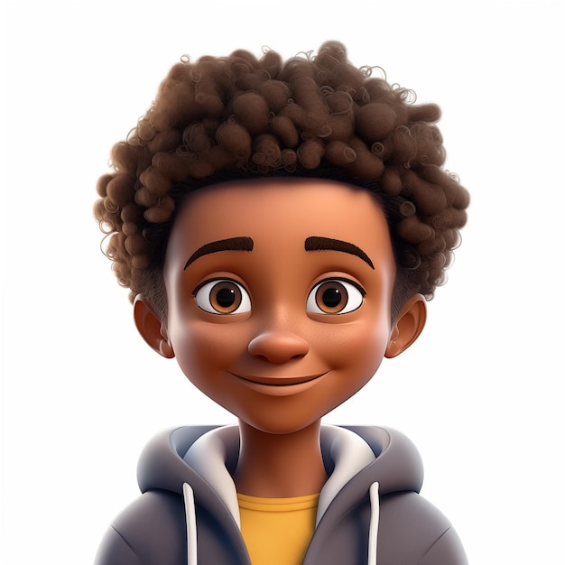 Avatar de niño de escuela sonriente personaje 3D aislado en fondo blanco Concepto de educación de regreso a la escuela