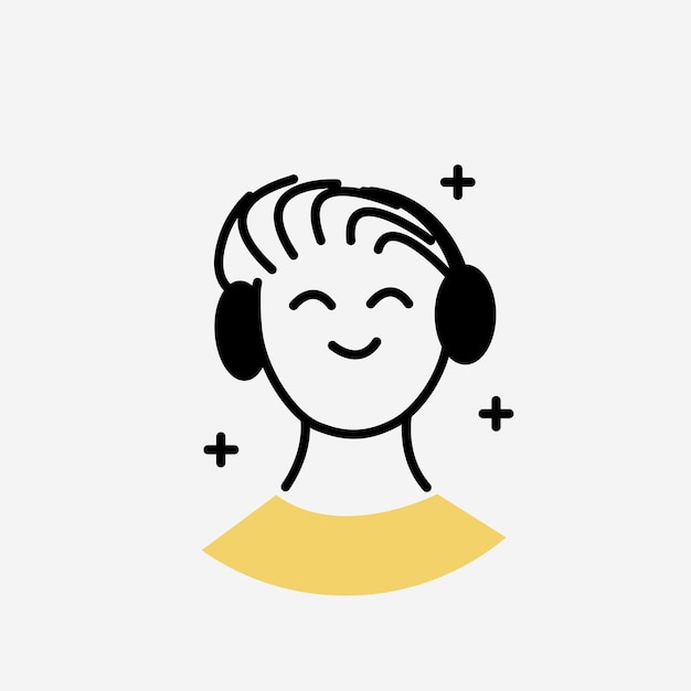 Avatar de persona en el estilo de esquema. Un elegante diseño de esquema de dibujos animados que presenta un avatar de adolescente.