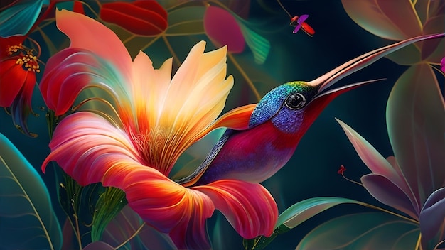 Foto ave del paraíso flores ai generativa