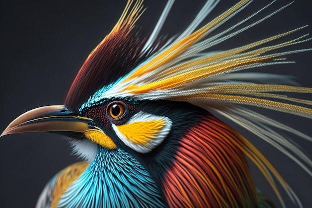 Foto ave del paraíso increíbles colores de ave del paraíso ai generativa ilustración de alta calidad