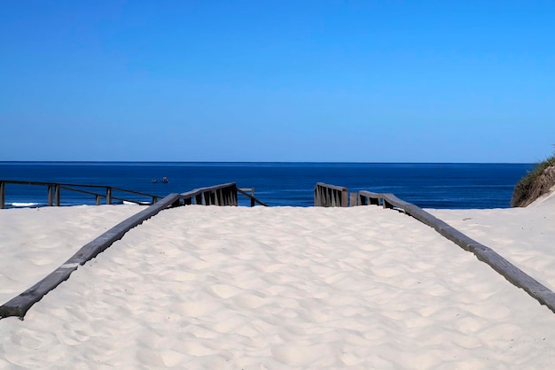 Aveiro, Portugal, dunas de arena, vista de la playa del Océano Atlántico, panorama del paisaje