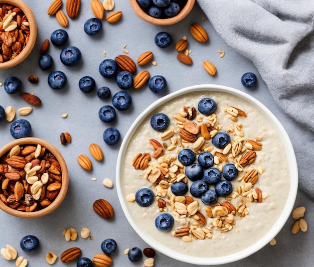 avena con arándanos y frutas