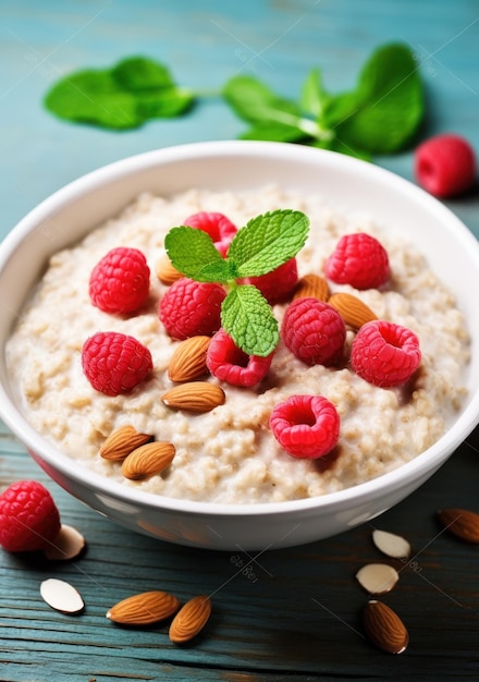 Avena con frambuesas