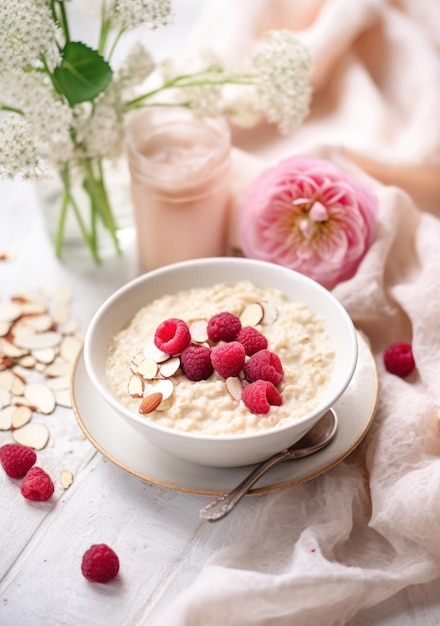 Avena con frambuesas