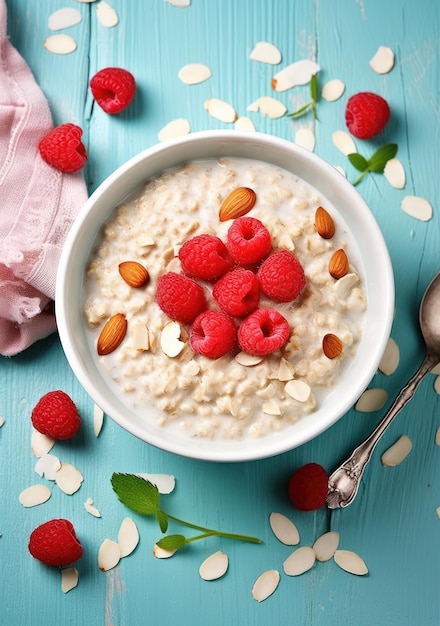 Avena con frambuesas