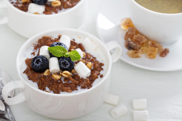 Avena con plátano y chocolate