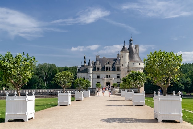 Avenida para o Chateau de Chenonceau Loire Valley França