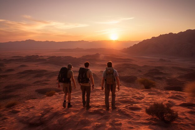 aventura en la belleza del vasto paisaje desértico al atardecer