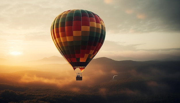 Aventura en el cielo Globo aerostático sobrevolando cordillera generada por inteligencia artificial