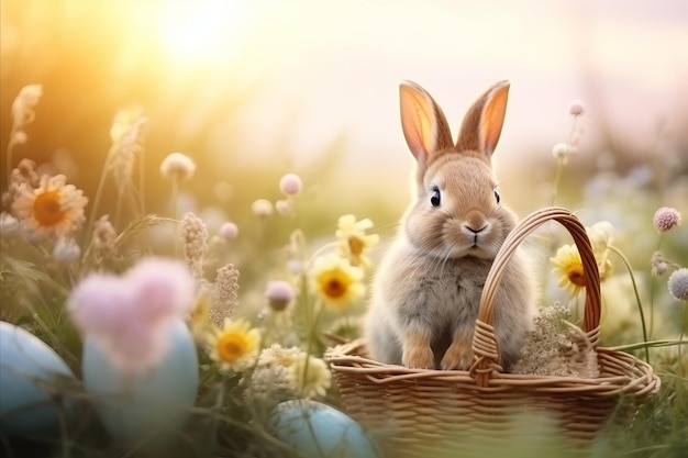 La aventura de los conejitos de Pascua en el prado
