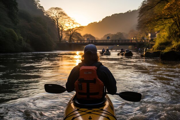 Aventura de caiaque no rio Misty Morning