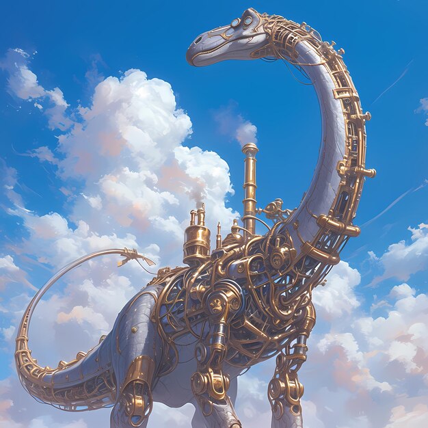 Foto aventura de dinossauros steampunk