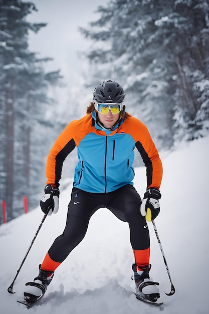 aventura de esporte de inverno com atleta