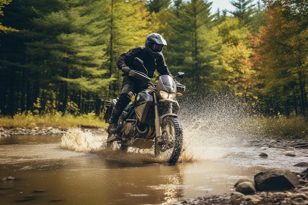 Aventura de moto elegante e veloz xA