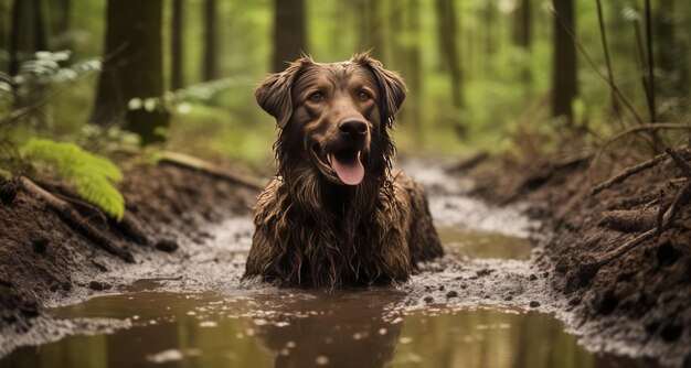 Foto la aventura espera en la naturaleza con nuestro amigo peludo