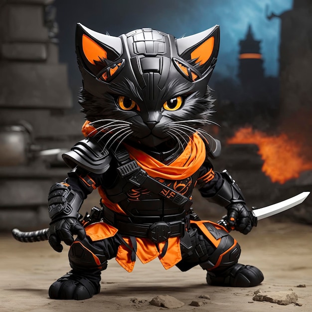 La aventura de un juguetón gato ninja