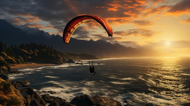 Foto aventura en parapente junto al mar