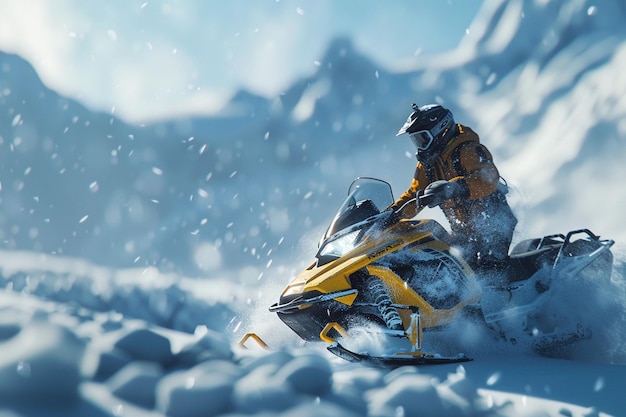 Aventuras revigorantes de motos de neve através da neve
