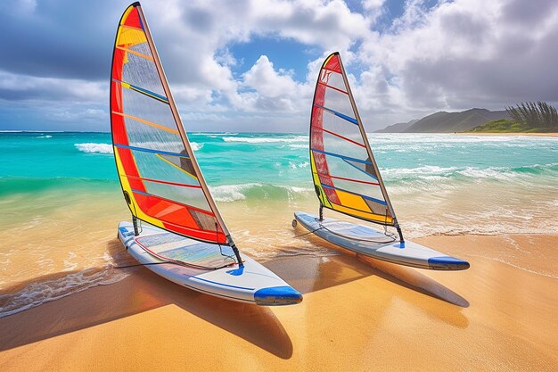 Aventuras de windsurf en una playa tropical