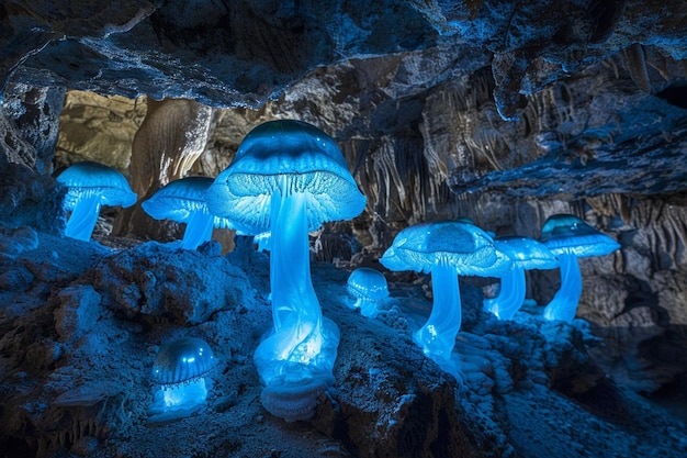 Aventúrate en un reino subterráneo donde las bioluminas generativas ai