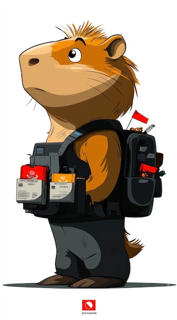 El aventurero capibara con la mochila