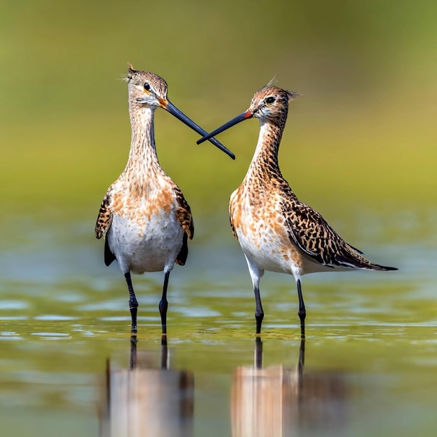 Aves costeras en los humedales Aves de Godwit con cola de bar AI_Generated