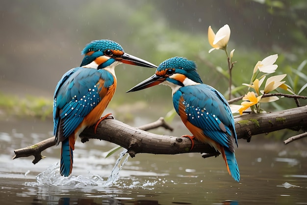 Foto aves martín pescador generadas por ai