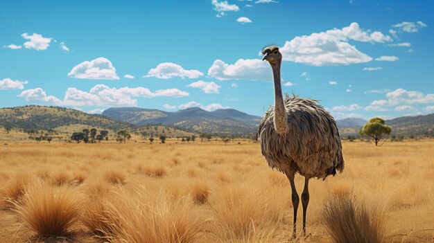 avestruz em pé no fundo da natureza