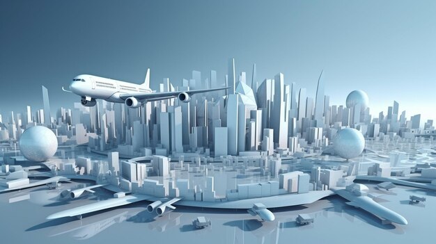 Aviação e viagens aéreas modernas de IA generativa