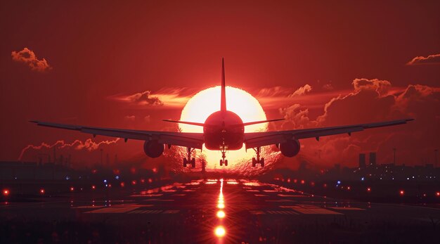 Foto avião a aterrar no aeroporto com passageiros e turistas a regressar de férias