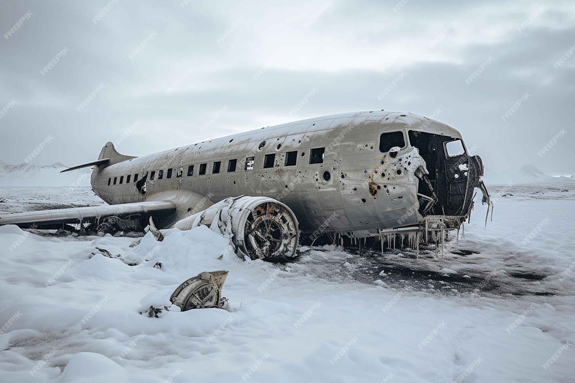 Avião acidentado na floresta nevada arte realista do jogo pigeoncore 2d