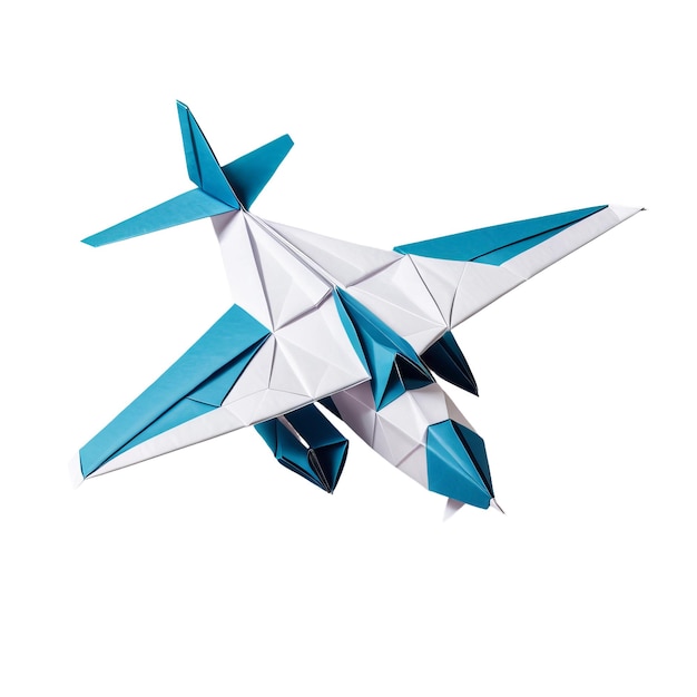 Avião colorido estilo origami feito de papel artesanal