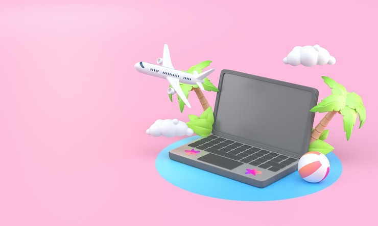 Foto avião com ilustração 3d de computação 3d