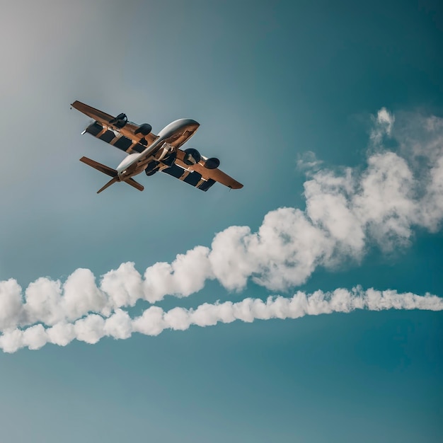 avião em fumaça azul