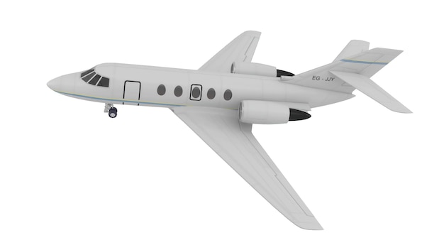 Avião moderno isolado no fundo branco.